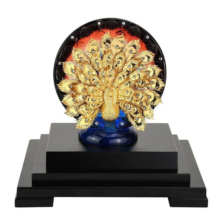 

Asklove Gold Phoenix Ornament 3D peacock Statue 24K Gold Foil Decoration Miniature Figurines Desktop Crafts Home Decor Gifts 17x13.5x22cm
