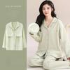 Spring and Autumn Pajamas, Women's Long-sleeved Trousers, Cotton Homewear, Sweet Solid Color Suit