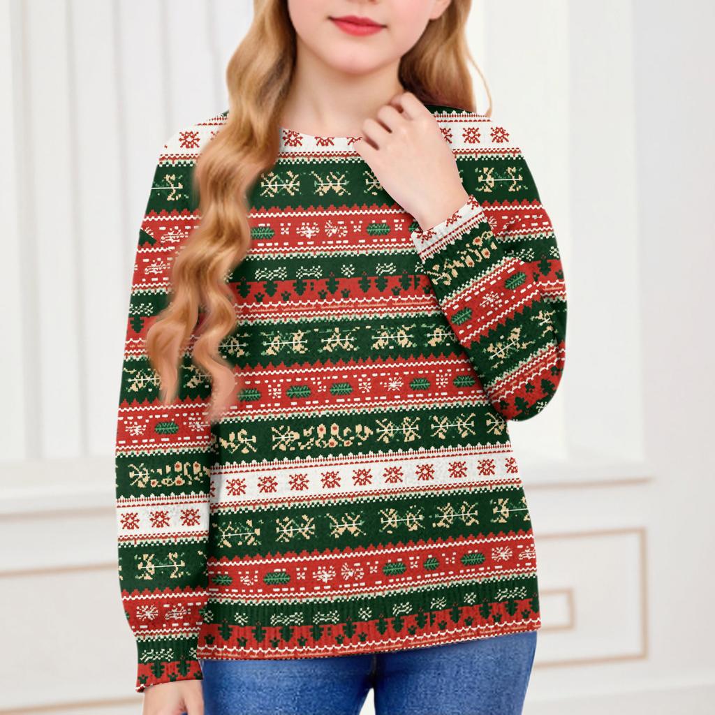 Christmas Day Sweatshirts For Children Boys And Girls Knit Sweater Cute Shirt Fall Crewneck Pullover Tops