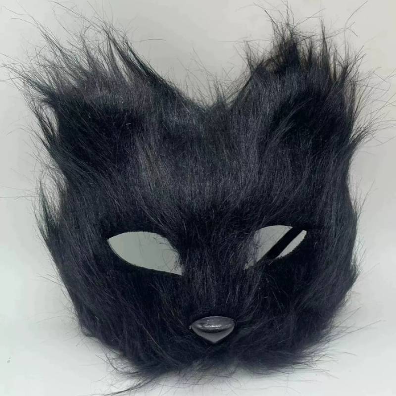 Masquerade Theme Halloween Party Furry Fox Half Mask Animal Cosplay Make Up