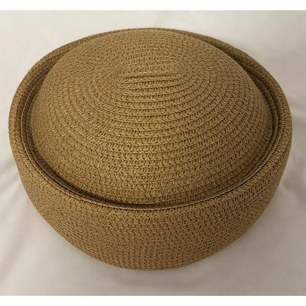 Women Vacation Straw Pillbox Hat Beret Style Round Crown Lightweight Breathable Summer Headwear for Outdoor Activities Travel