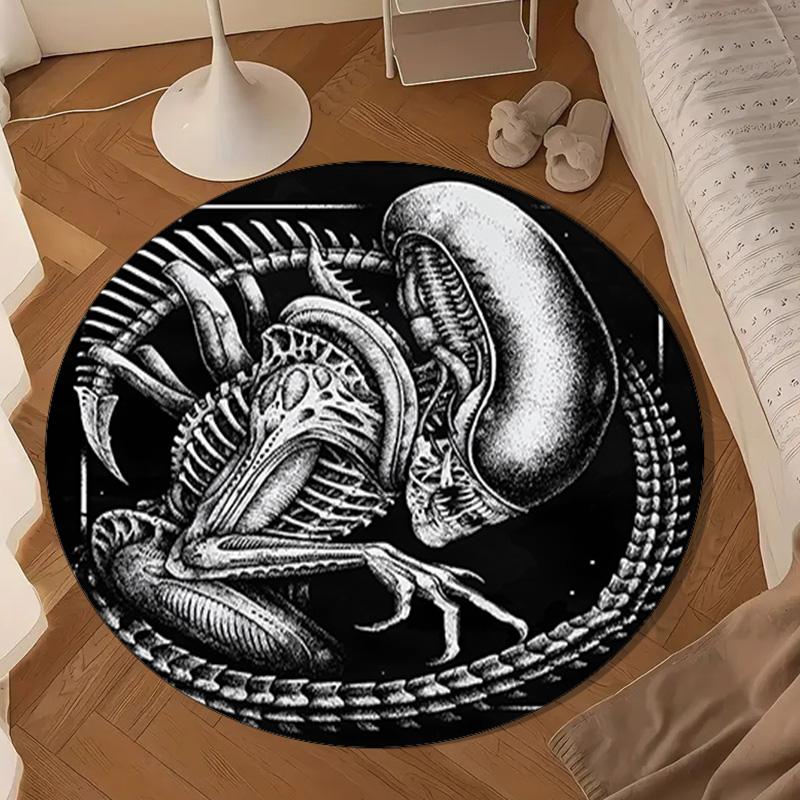 Alien Fire Round Mat, Anti-slip Circle Carpet Chair Rug For livingroom,Bedroom, Doormat Home Decor Gift Christmas Gifts