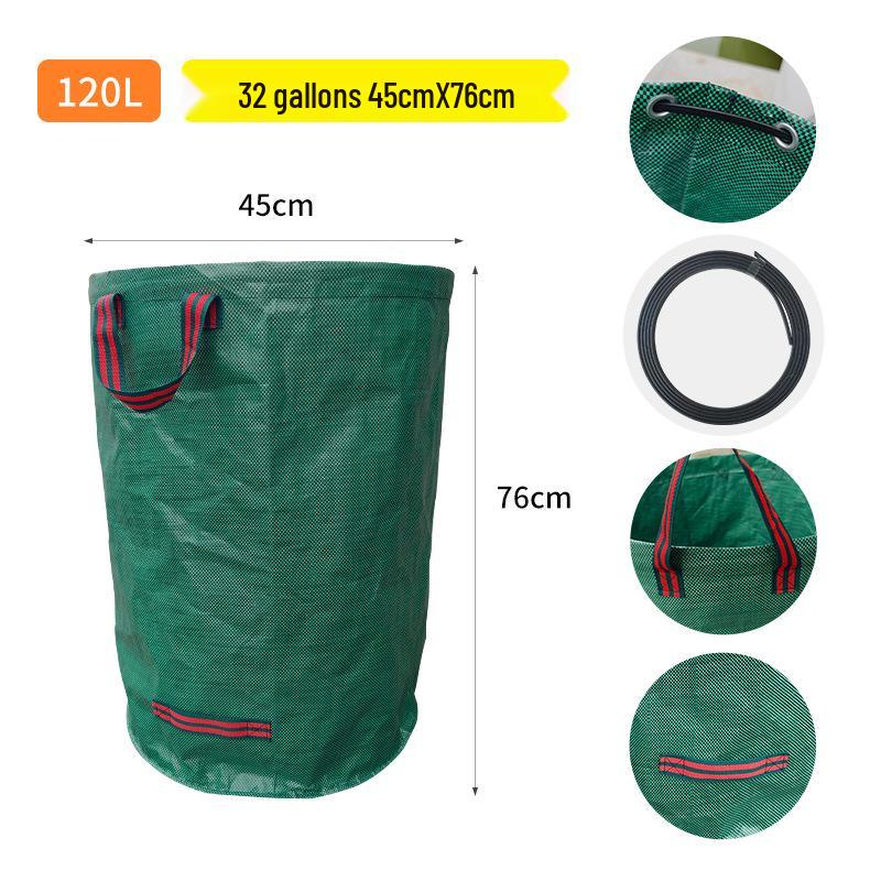 XL Thickened PP Leaf & Branch Collection Bag - Foldable Outdoor Garden Storage Thickened 120L D45xH76cm зелёный