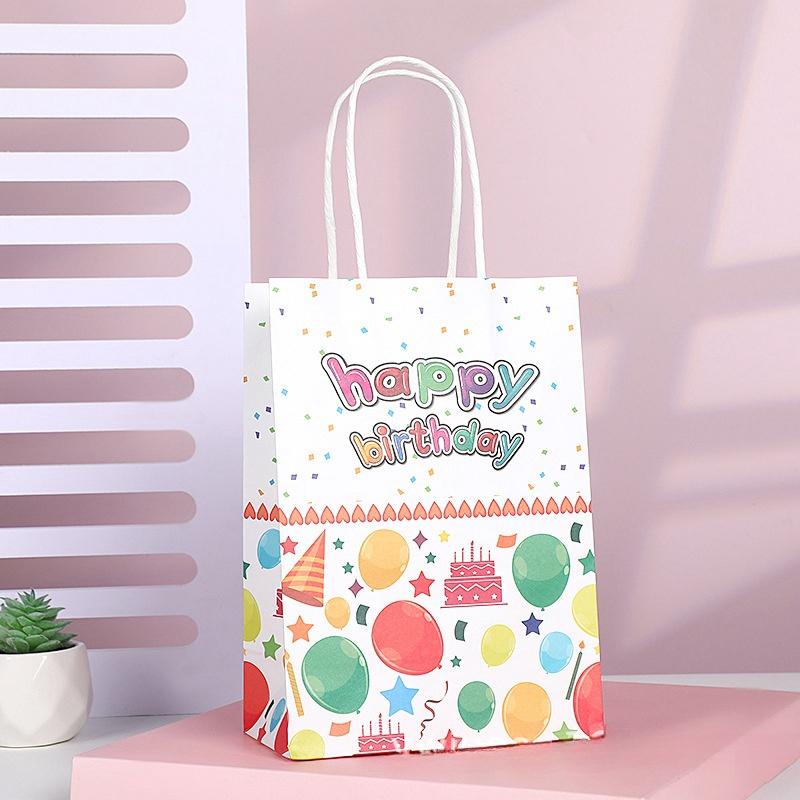 StoBag, Happy Birthday Durable Reusable Paper Tote Bags, for children's birthdays, parties, joyful event, 12/30pcs