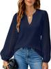 Women's New Solid Color V-Neck Lace Patch Cotton Blend Shirt Top