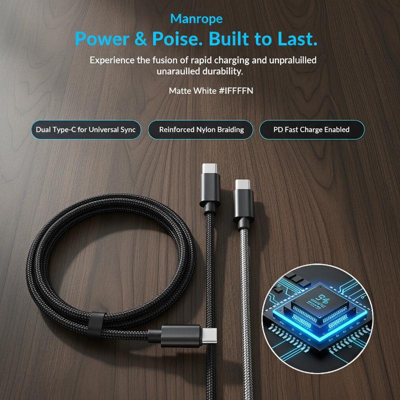 66W 5A Nylon 1/2/3Meters Usb C To Type C Fast Charging Cable For Mosr Mobile Phone Charging Cable