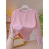 Lace-trimmed Square-neck Long-sleeved Knitted Cardigan for Women's Autumn and Winter, A New Slimming and Form-fitting Sweater