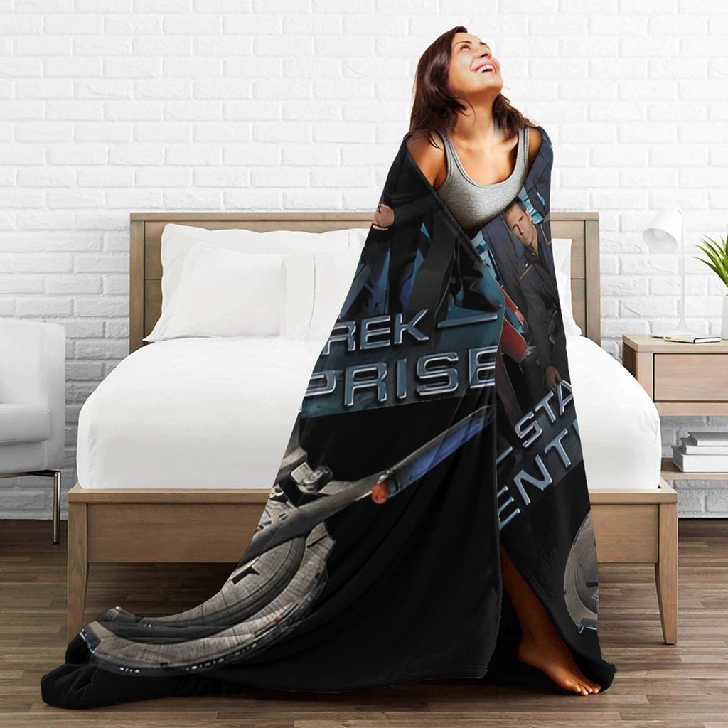 Stars Treks Enterprise Crew  Blanket Quality Soft  Throw Blanket Winter Airplane Travel Outdoor Pattern Bedspread