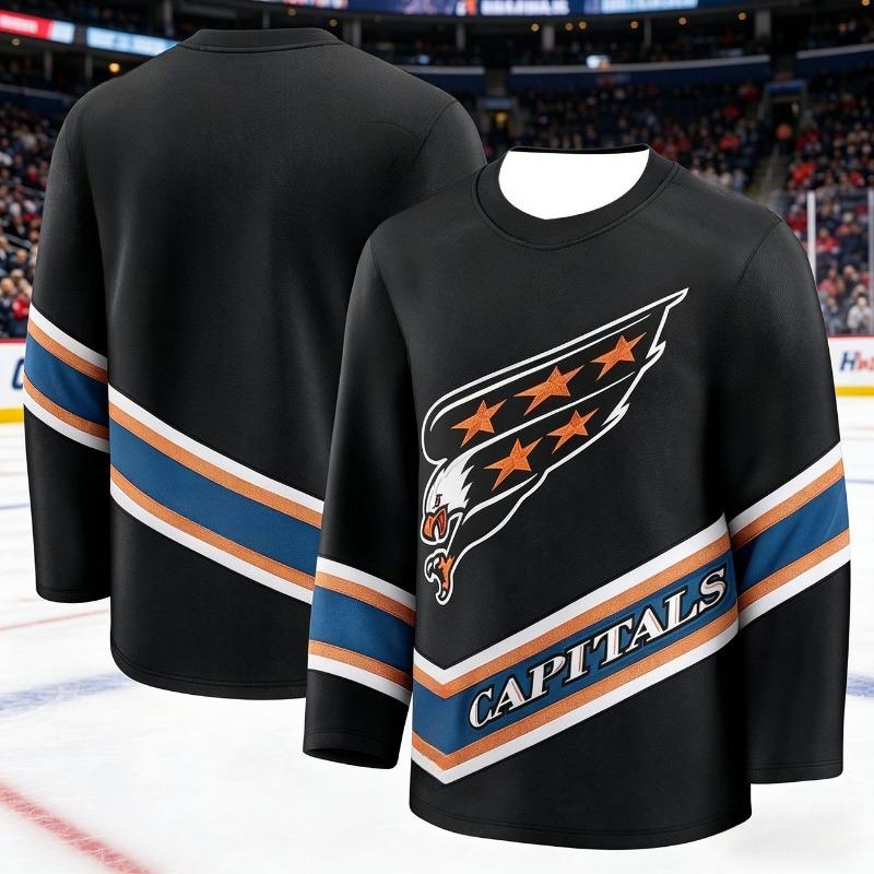 2026 Men's New Ice Hockey Training Shirt - Washington Limited Edition 3D Print - Breathable, Moisture-Wicking Long Sleeve Kids
