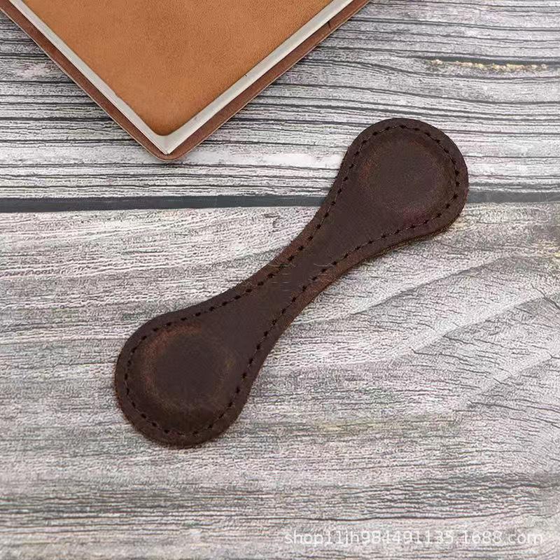 Crazy Horse Leather Double-Sided Magnetic Bookmark Clip