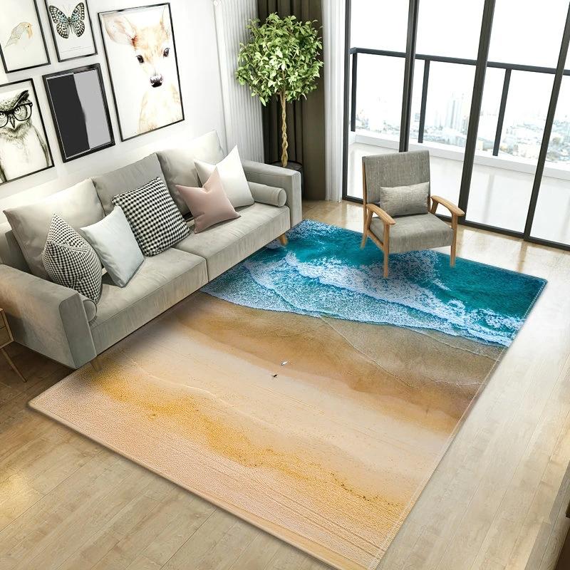 Beach Waves 3D Printed Carpets for Living Room Kids Room Rug Kitchen Mat Floor Carpets Modern Entrance Mat Home Bathroom Rugs