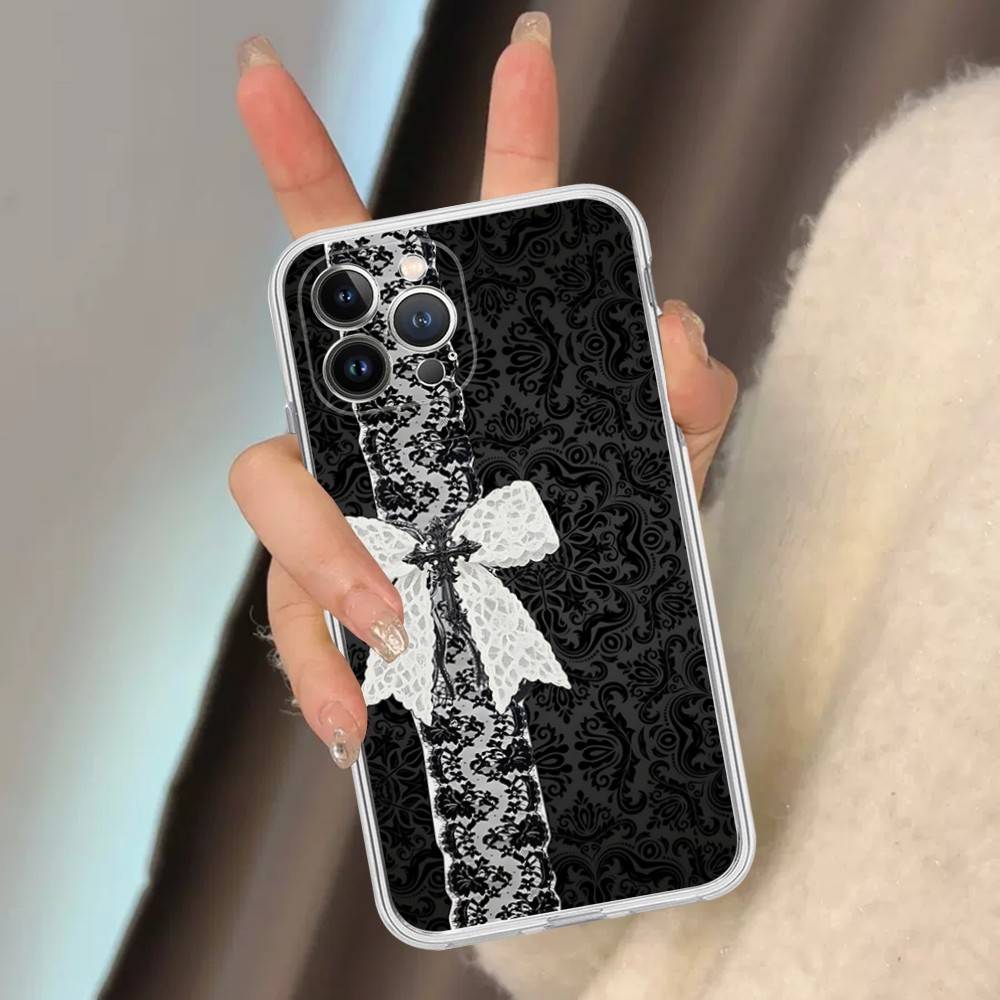 Lace Style Transparent Phone Case For IPhone 17 Air 16 Pro Max 15 14 13 12 11Plus Shockproof Cover