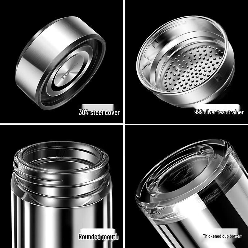 Temeike Portable Double-Layer Glass Tea Cup