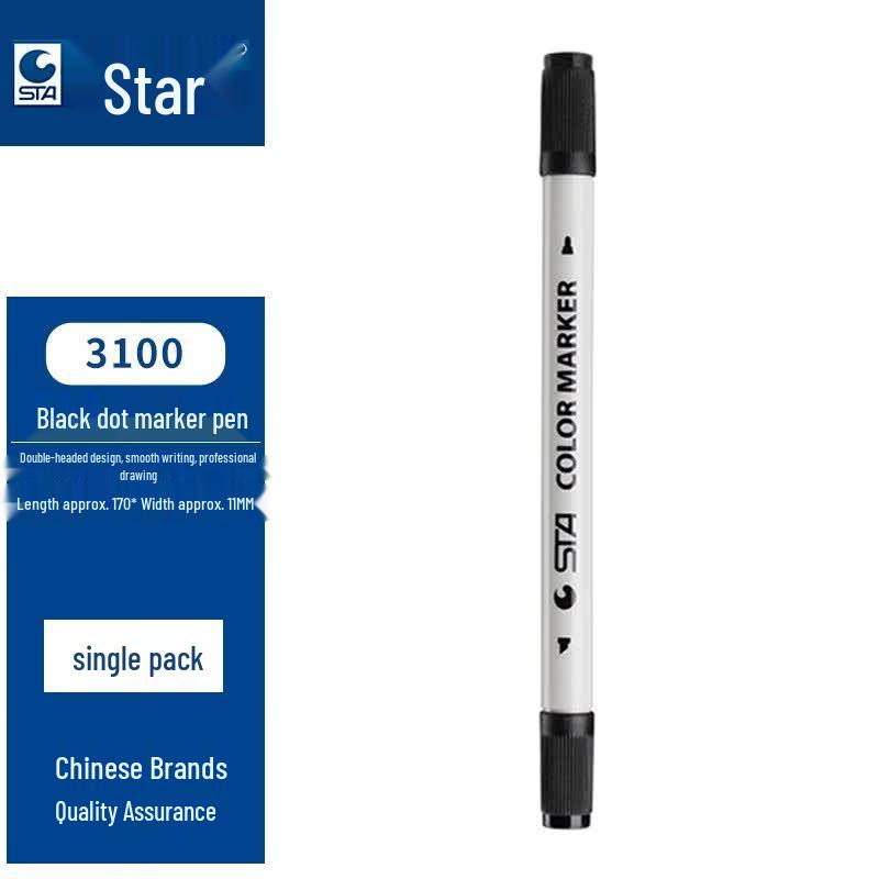 STA 3100 Dual-Tip Black Water-Based Marker Pen