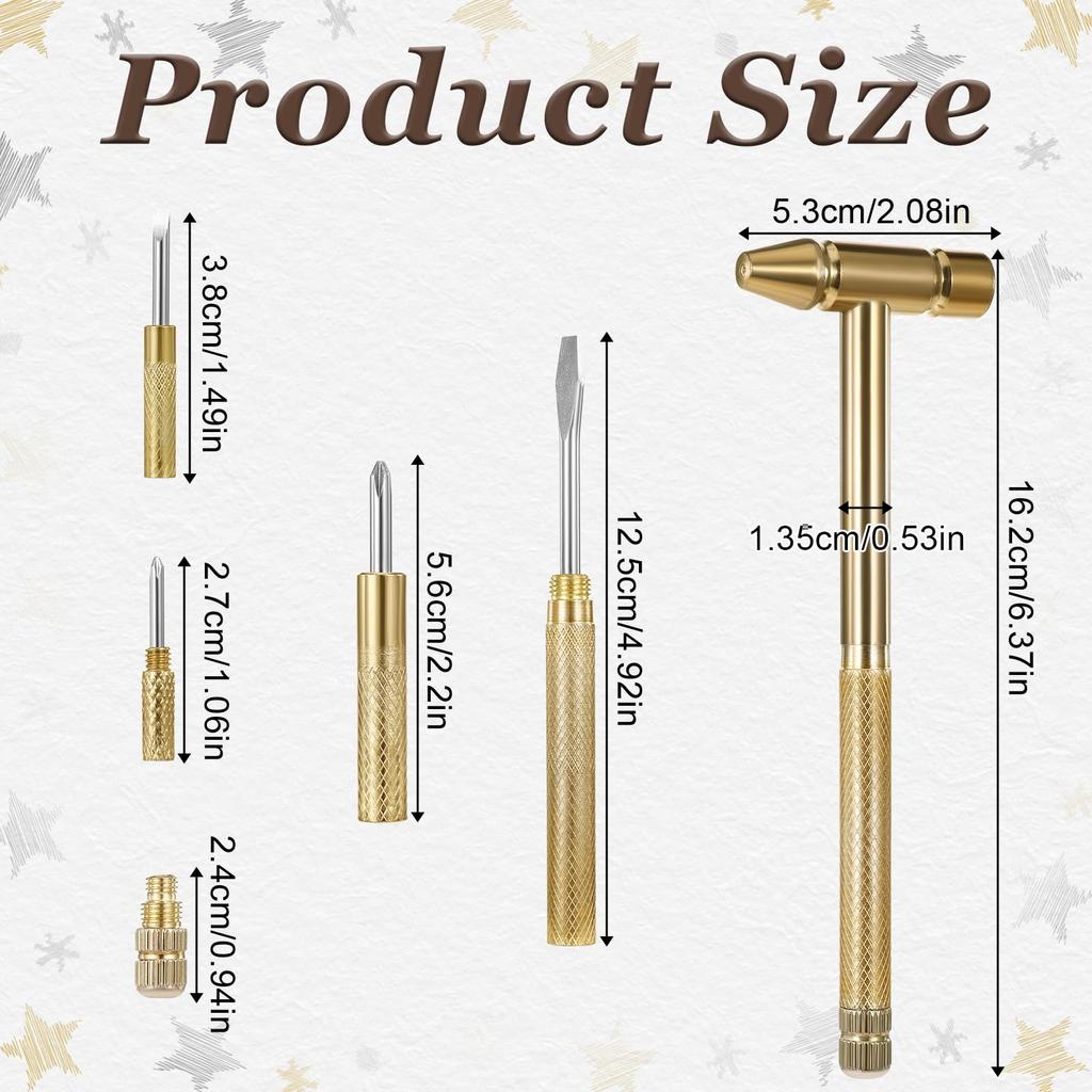Copper Hammer Rubber Head Hammer 6 In 1 Multifunctional Porcelain Hammer Built-in Small Screwdriver Indoor Outdoor Mini Tool