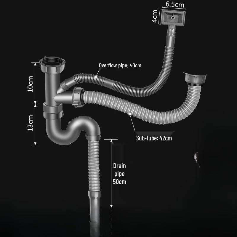 OEING Kitchen Double Sink Drain Pipe Kit