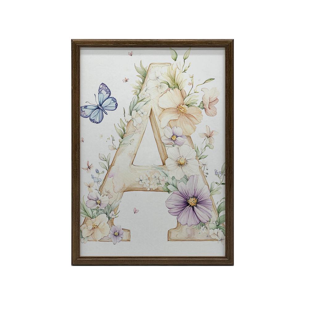 Poster Floral Letter "A" For Children Poster Floral Letter "A" For Children, 50X70 Cm, Without Frame, Premium Canvas On Stretcher