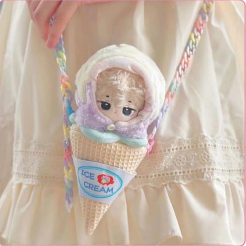 G-Trigger Ice Cream-Shaped Plush Kigurumi [Cone] for 10cm Plush Dolls, Cotton Doll Clothes, Nuikatsu Kigurumi, White, for Oshi Plushies [Used]