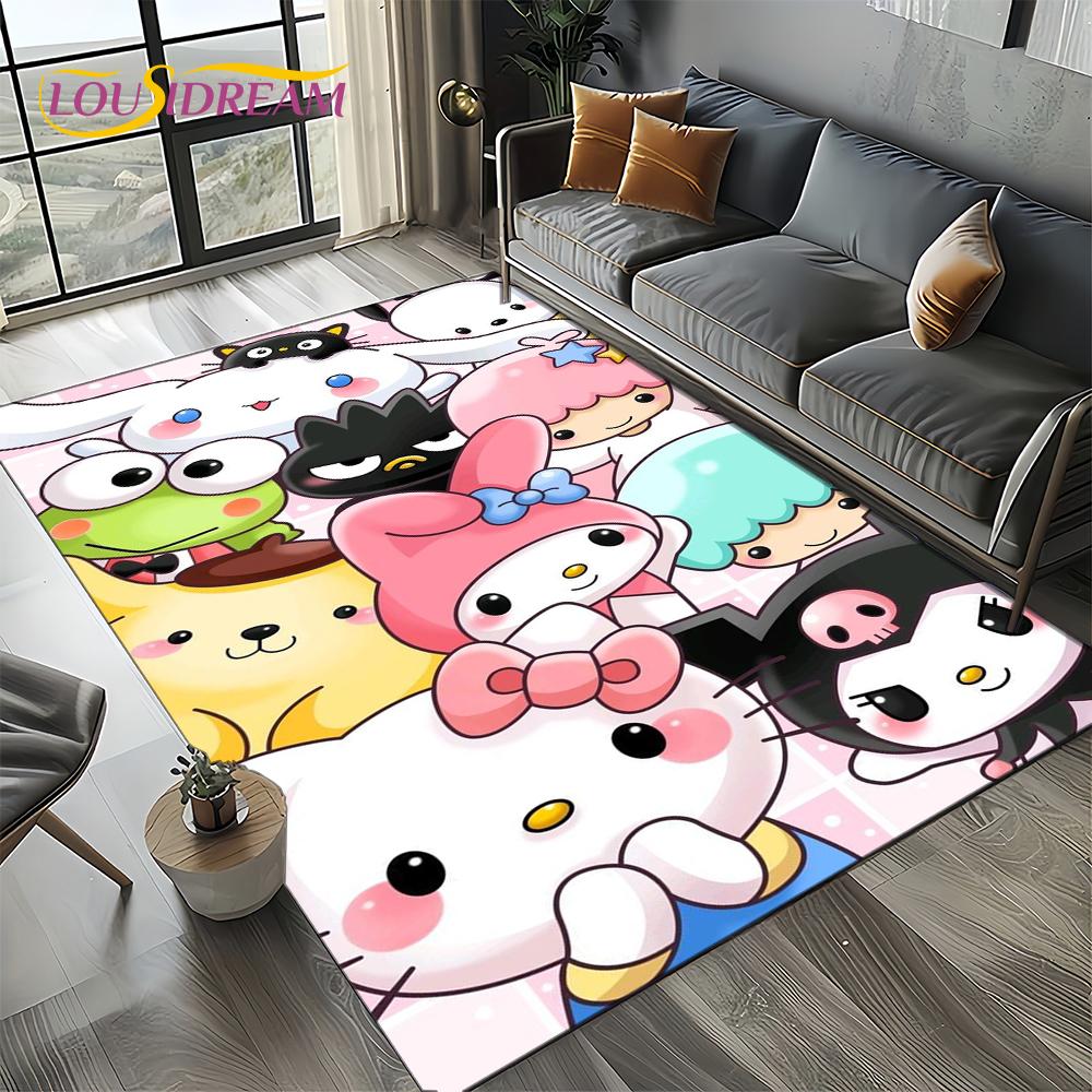 27 Style Cute Kuromi Cartoon Sanrio Carpet Rug for Bedroom Living Room Home Sofa Decoration,kids Large Decor Floor Mat Gift Girl