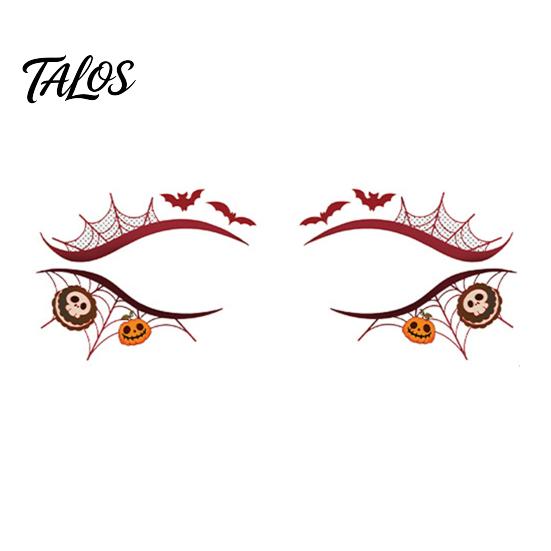 Adesivi Sicuri Amici della Pelle Tatuaggi Temporanei Viso Halloween per Donne, Ragnatela Zucca Impermeabile Arte Occhi Mascherata Carnevale Cosplay Trucco