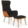 Recliner Chair with Footstool Black Artificial Leather & Fabric
