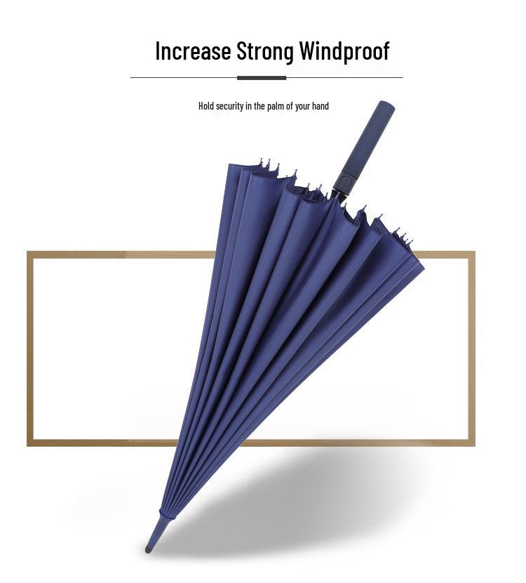 Long-Handled 24-Rib Large Double Umbrella, Reinforced & Thickened for Business, Custom Logo Available, Golf-Style Men's Umbrella