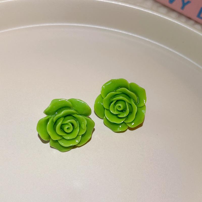 Mori sweet diamond-set love flower earrings temperament small fresh stud earrings personality cute girl heart earrings