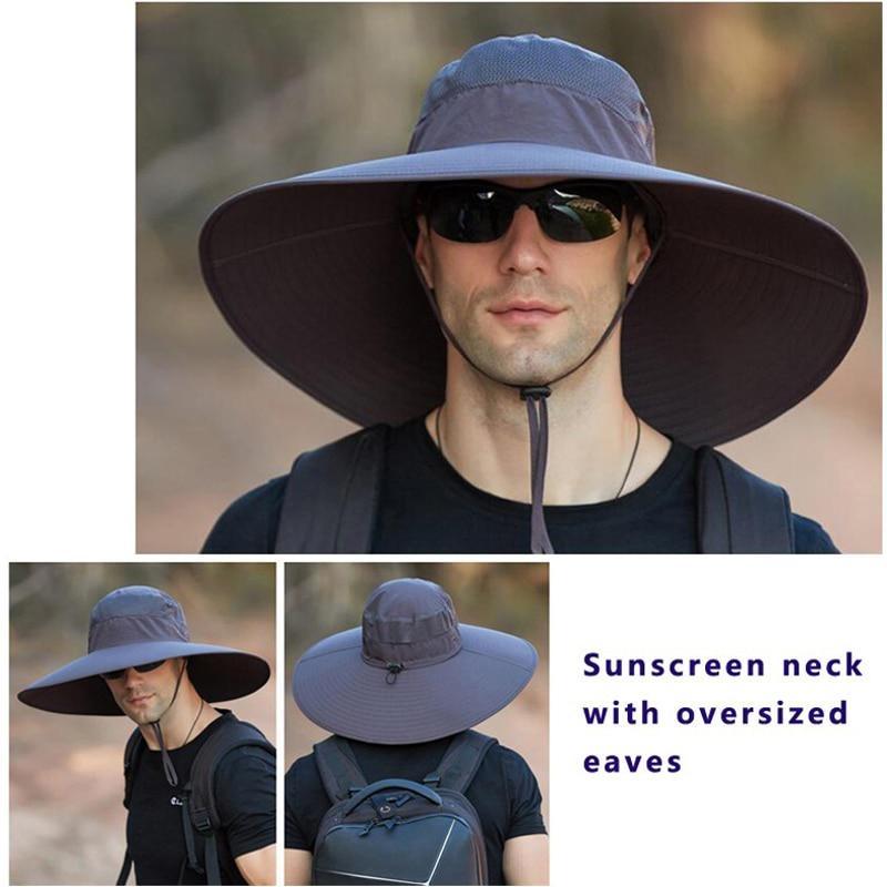 Men's 15CM Big Wide Brim Fisherman Hat Outdoor Waterproof Sun Hat Mountaineering Cap Fashion Hat Fishing Hats