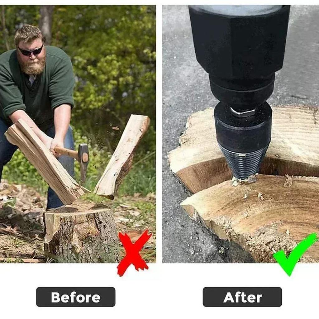 Wood Splitting Drill Bit High Carbon Steel Firewood Log Splitter Drill Bit Wood Punch Cone Driver Drill Bit Woodworking Tool