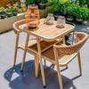 OEING Outdoor Rattan Tea Brewing Table & Chair Set with Stove