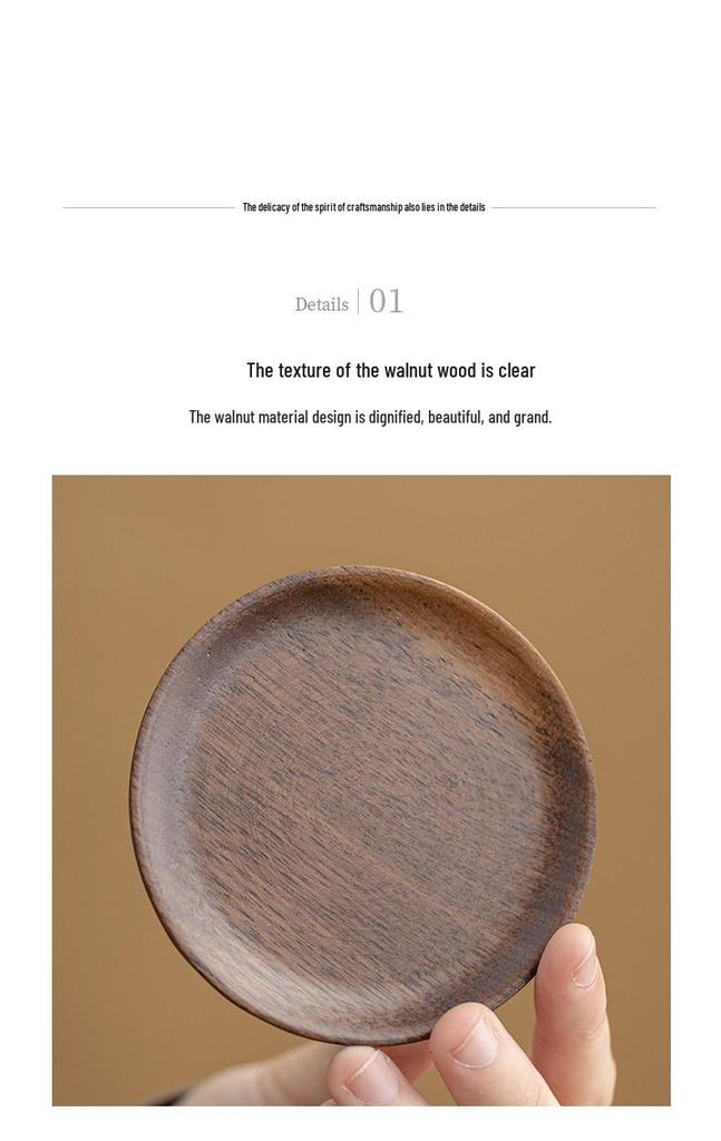 Black Walnut Tea Ceremony Coaster & Cup Holder - Solid Wood, Heat Insulated Pad for Kung Fu Tea Sets