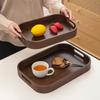 Polished Walnut Tea Tray Hollowed-out Handle Breakfast Serving Tray Tea Serving Plate  Desserts