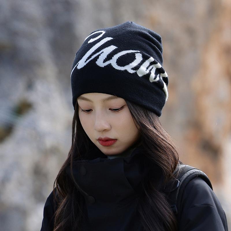 Autumn Winter Hat Women's Knitted Letter Wool Hat Warm Ear Protection Hat