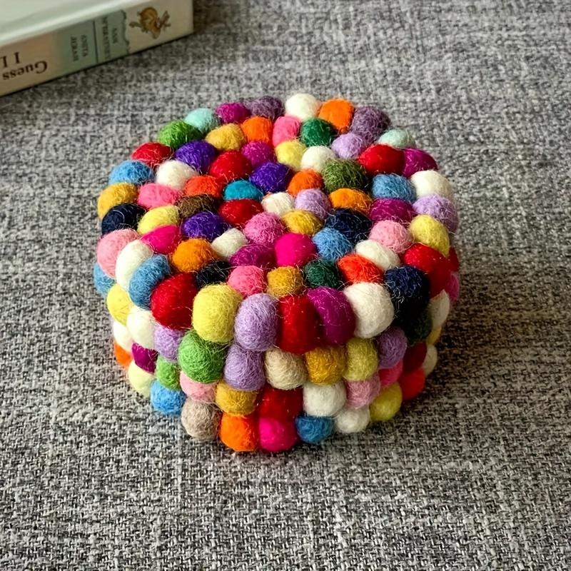 1Pc Handmade Felt Mat, Small Coaster, Thermal Insulation Mat, Colorful Felt Mat, Embroidered Coaster, Thermal Insulation Placemat