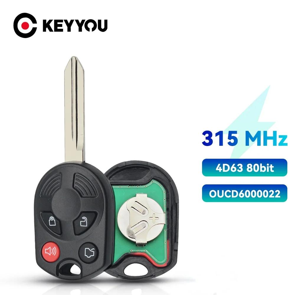 KEYYOU OUCD6000022 Remote Control Car Key 315Mhz 4D63 80Bit Chip For Ford C-Max Edge Escape Focus Lincoln Mazda Mercury Fob