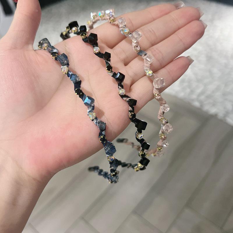 Elegant Floral Crystal Rhinestone Headband: Japanese and Korean-Inspired Handmade Women's Accessory