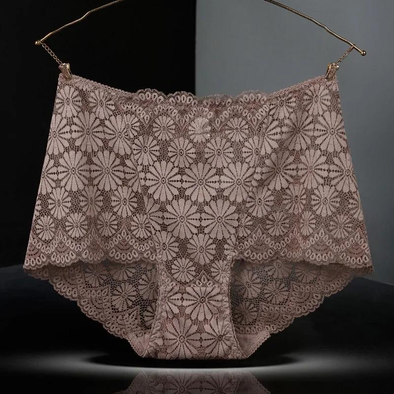 underwear women High-waisted sexy lingerie women hollowed-out lace plus size panties briefs ropa interior femenina ropa mujer