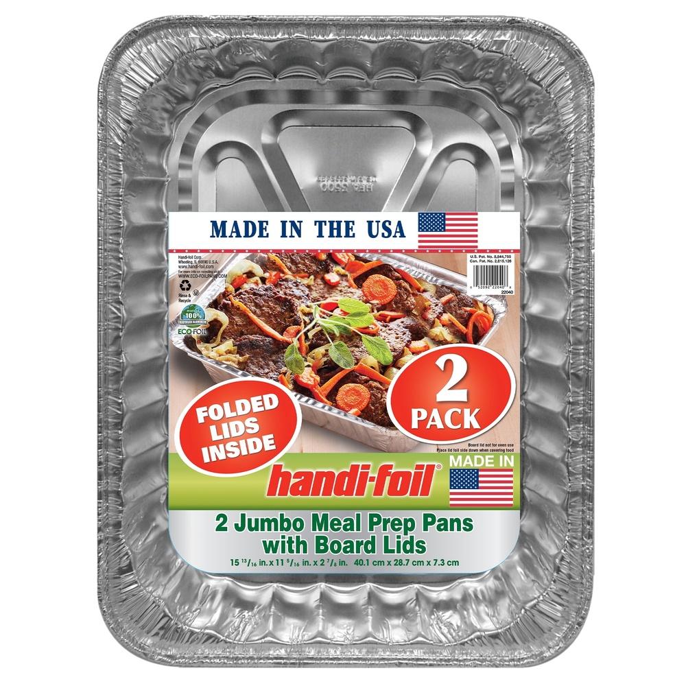 

Jumbo Aluminum Meal Prep Containers 2 Pack Folded Lids Eco-Friendly Leftovers Storage Freezer Safe Easy Clean Transport United States