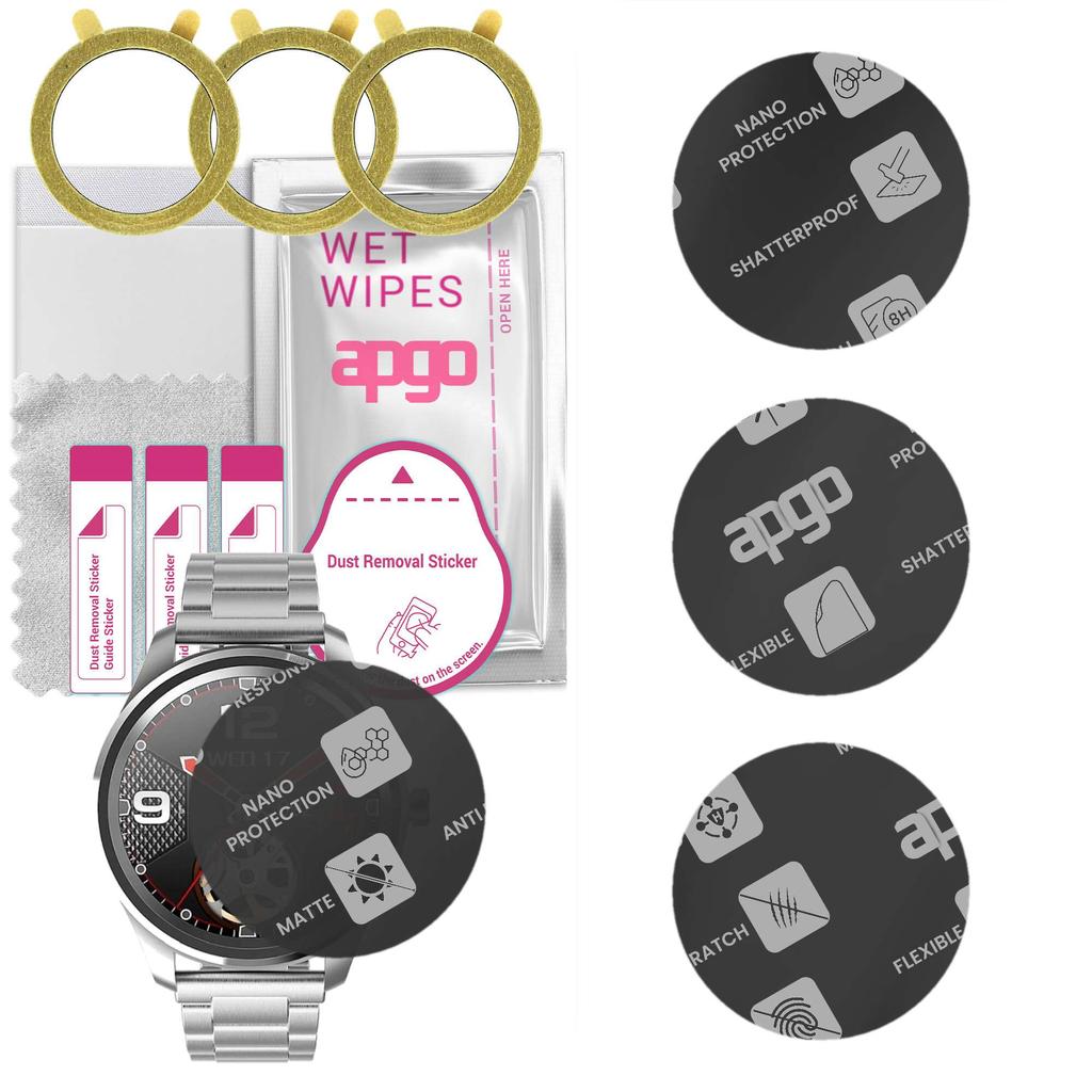 3x apgo MATTE Hybrid Glass Screen Protector for G.Rossi SW012, tempered glass substitute, non-cracking