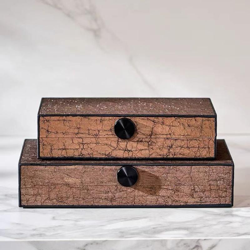 Leopard Print Storage Box Jewelry Box Rectangular Covered Sealed Desktop Storage Container Wooden Creative Ornaments