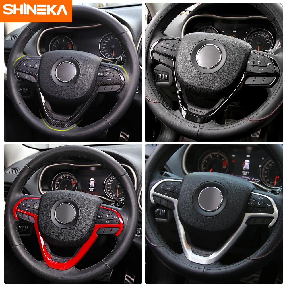 SHINEKA Interior Stickers For Jeep Cherokee 2014+ Car Steering Wheel Decoration Cover Accessories For Jeep Grand Cherokee