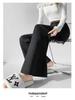 Lace Patchwork Two-Piece Look Micro-Flare Pants for Women - Black High-Waisted Slimming Body-Shaping Trousers, Spring 2026 Arrival