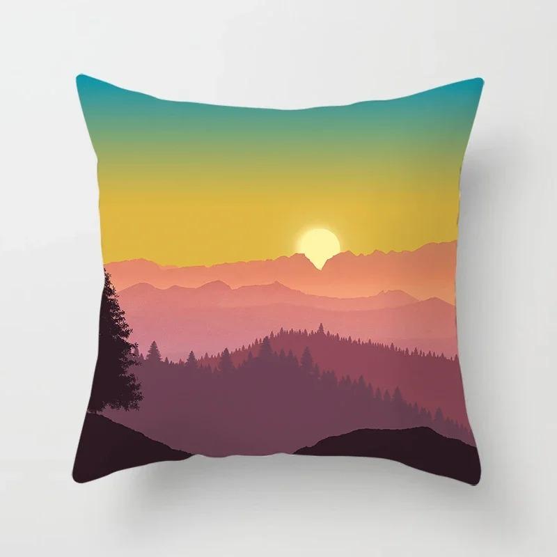 Anime Room Home Illustration Sunset Scenery Pillowcase Sofa Decoration Car Office Seat Cushion