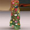 2026 Summer Fashion Retro Multicolor V Neck Sleeveless Maxi Dress