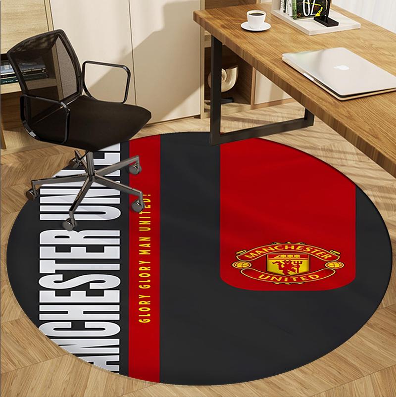 Football United F.C Pattern Round Rug, Indoor/Outdoor Mat, for Picnic, Gameroom, Bedroom, Office, Living Room, Home Decor Carpet, Birthday Gift