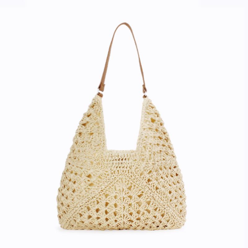 Trendy Retro Ethnic Large Capacity Woven Shoulder Bag - Versatile Fashion Paper Rope Design