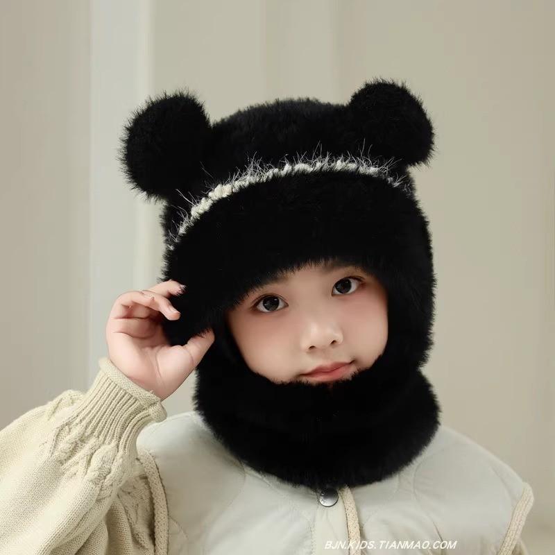 Kids Knitted Hat With Neck Warmer For Winter Girls Boys Warmth And Windproof