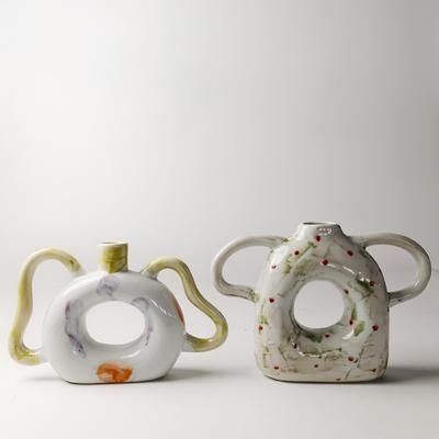 Vaso in Ceramica Manico Astratto Fiore Disegnato a Mano Vaso Fiorito Accessori per Composizioni Floreali Terrario Accessori per la Decorazione della Casa