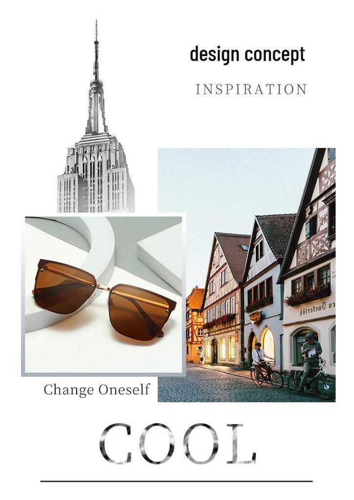 Trendy European & American Large Frame Street Style Polarized Metal Sunglasses for Outdoor Casual Wear