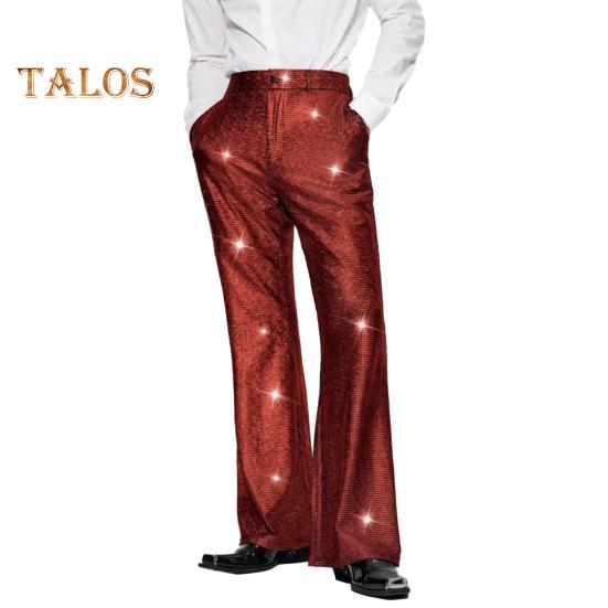 Herrenhose mit glänzenden Pailletten, Retro-Party-Tanzhose mit elastischer Taille, weites Bein, Nachtclub-Diskohose für Bühnenauftritte, Hip-Hop-Bar